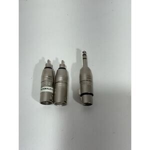 Lot Of 3 Socket Adapters (2x 3 Pin‎ XLR Male to RCA Phono + 1 XLR Female To 1/4”